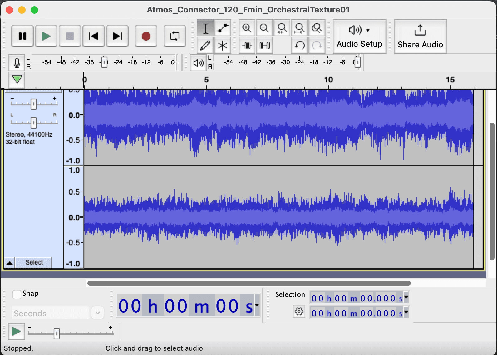 audacity with a sound loaded in